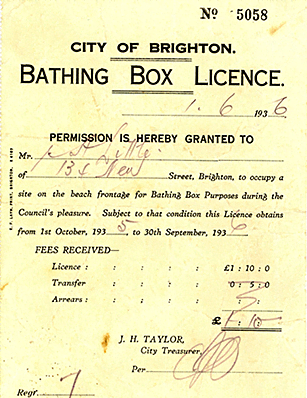 Bathing Box Licence 1936